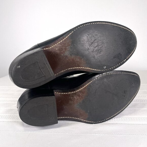 Vintage Black Leather Roper Cowboy Boots Men’s Size 8.5 3E Western Point Toe USA - Picture 6 of 13